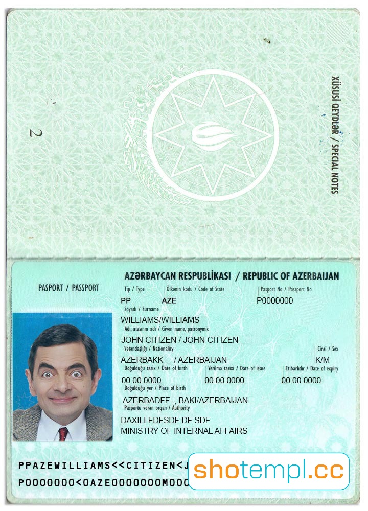 Azerbaijan Passport PSD Template